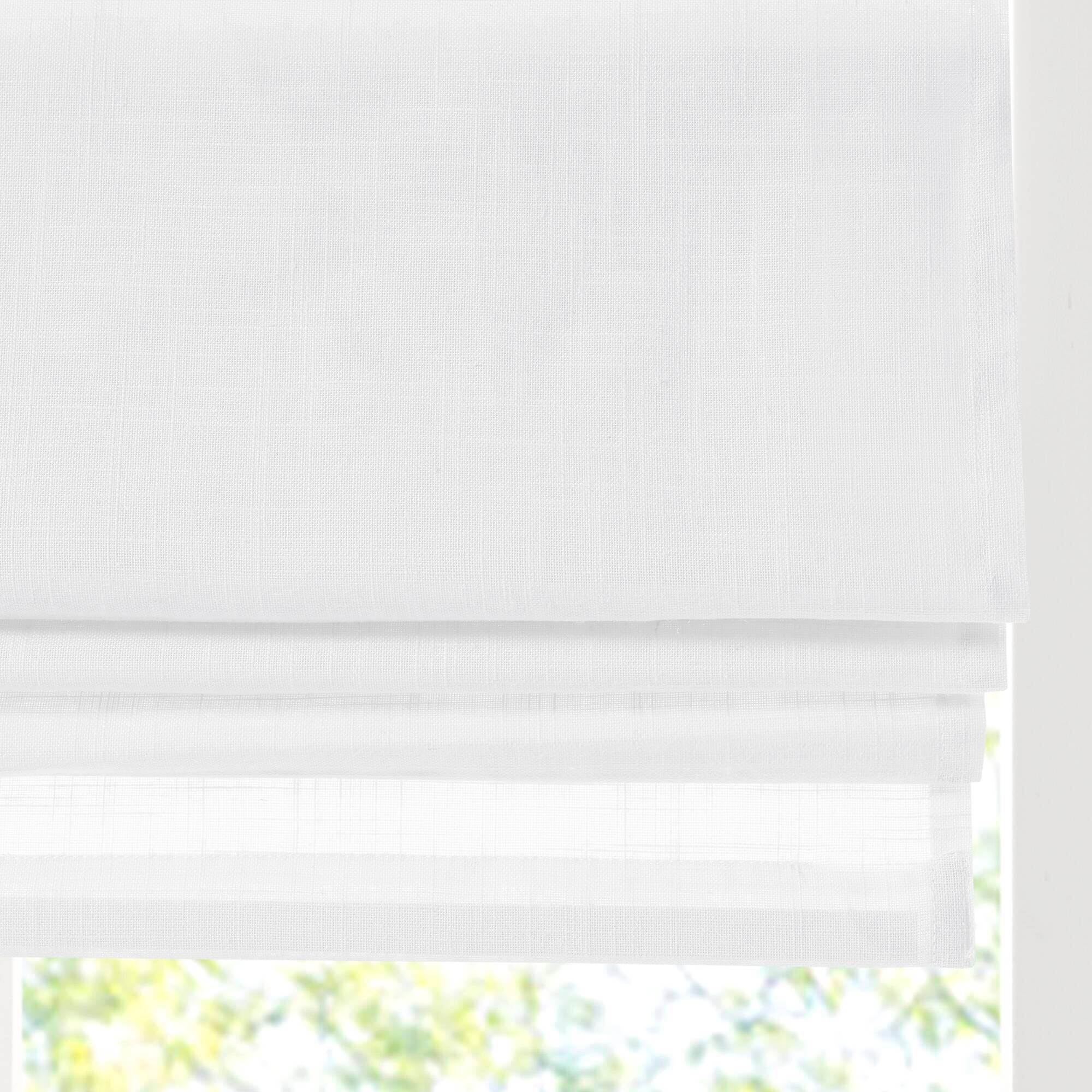 Alt View 10. BreeBe - 1-Piece 34x64' Linen Blend Light Filtering Cordless Roman Shade,White - White.