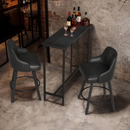 Alt View 4. Winado - 43"-71" Wooden Top Bar Long Counter Height Pub Table with Robust Metal Frame and Easy-Clean Surface Scratch for Bar - Black-43"x39"x15".