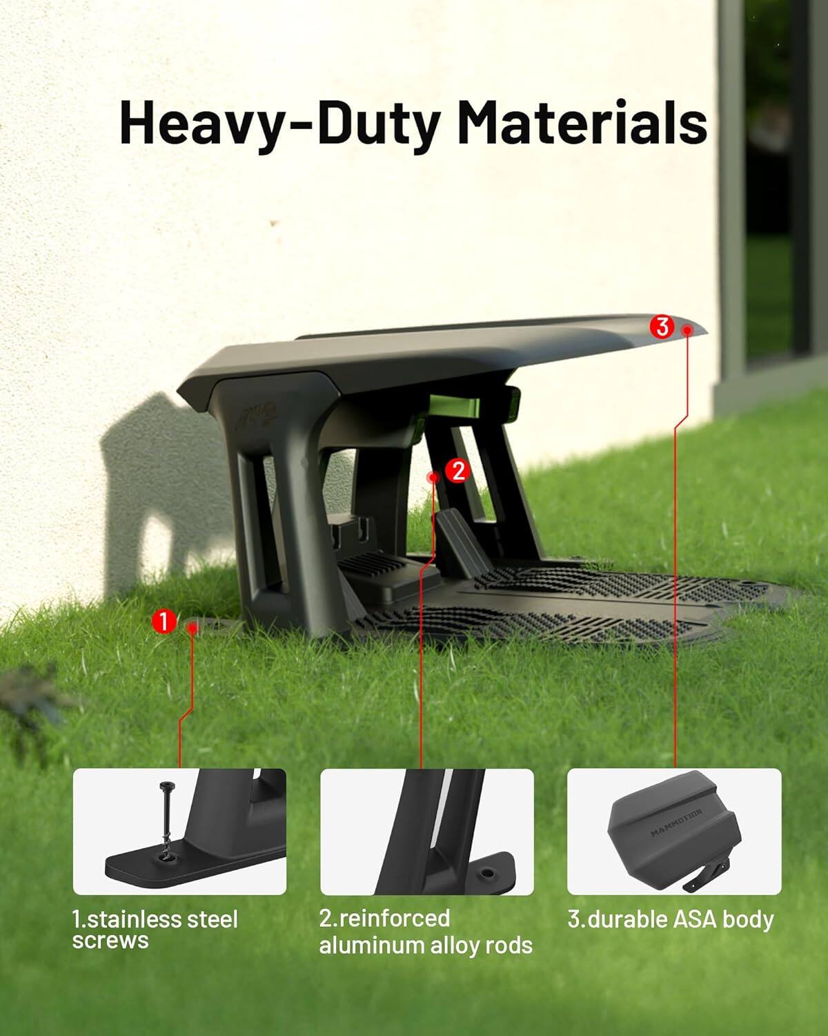 Heavy-Duty Materials

1. Stainless steel screws
2. Reinforced aluminum alloy rods
3. Durable ASA body