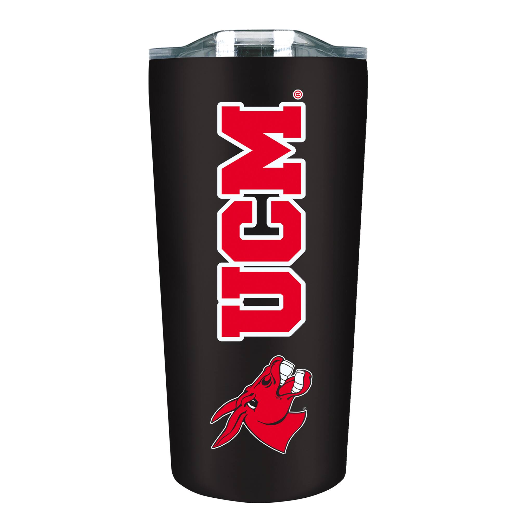 Front. The Fanatic Group - Central Missouri Mules 18oz. Stainless Steel Soft Touch Tumbler - Multicolor.