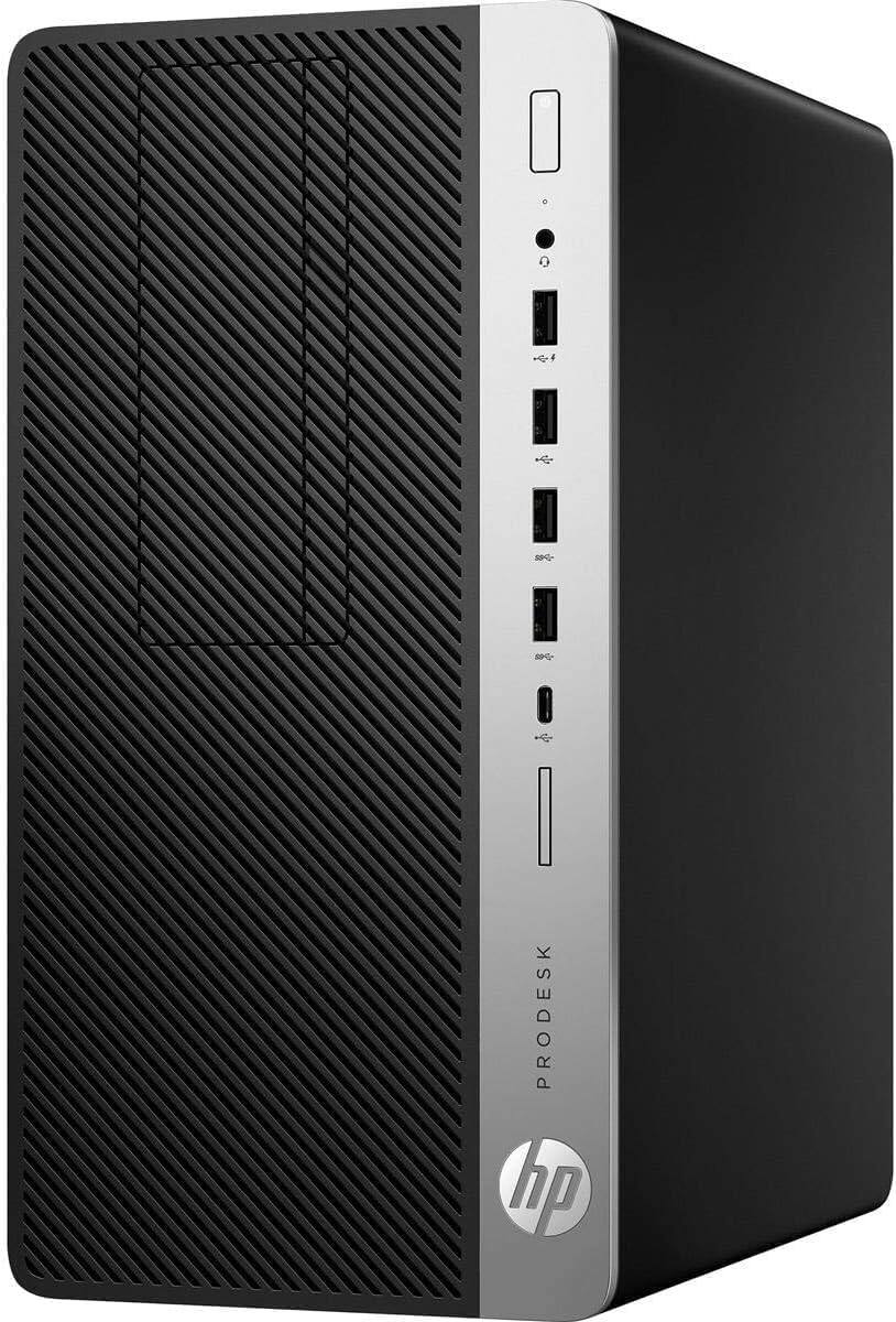 Angle. HP - HP ProDesk 600G4 Tower Desktop PC, Intel i7-8700, 32GB DDR4 RAM, 500GB SSD, Keyboard + Mouse, Wi-Fi + BT, Win11 Pro - Black.