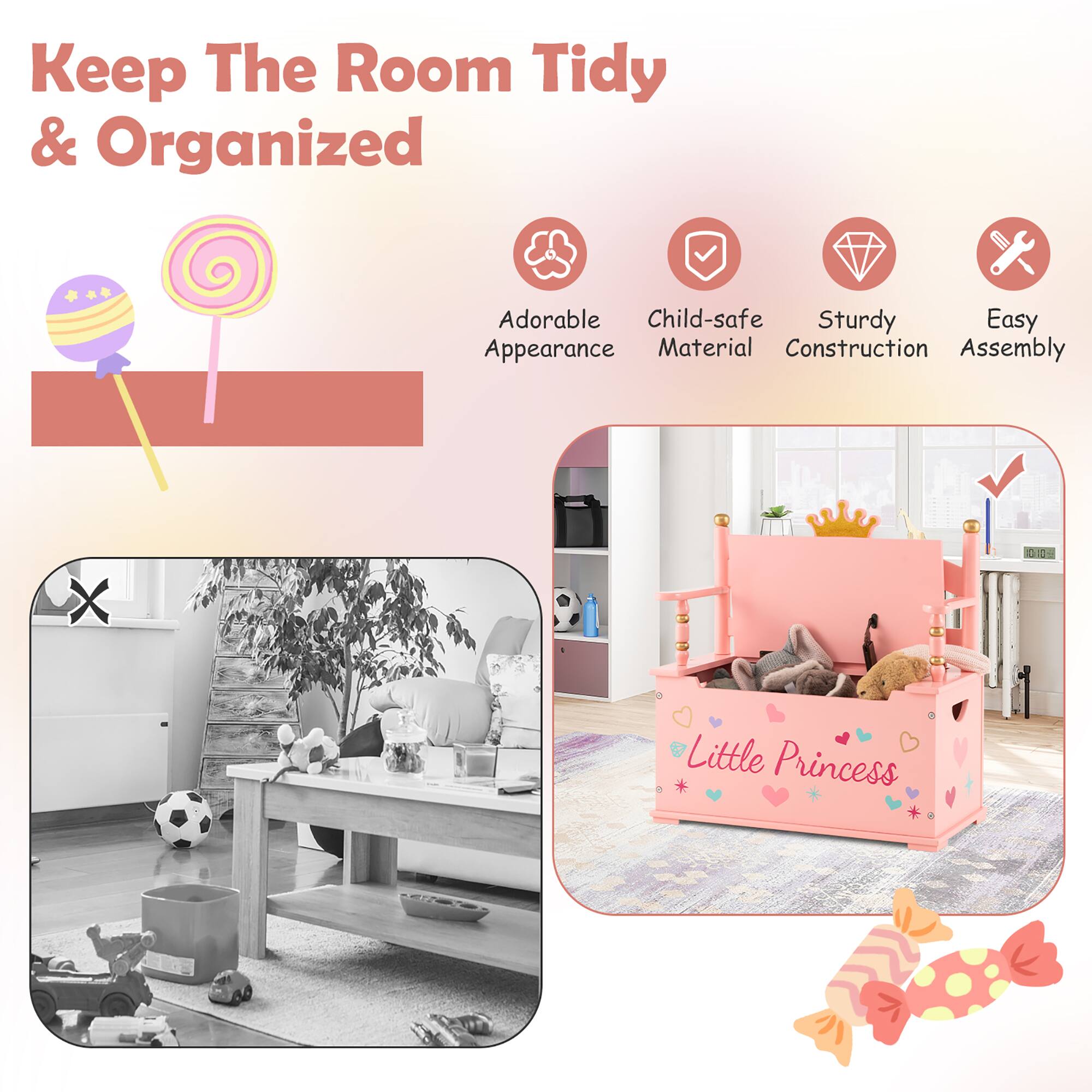 Keep The Room Tidy & Organized

- Adorable Appearance
- Child-safe Material
- Sturdy Construction
- Easy Assembly

Little Princess