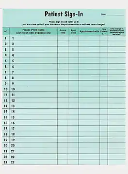 Tabbies - Patient Sign-In Sheets, 3-Part, 125/Pack - Multicolor