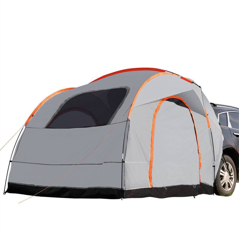 Alt View 6. HTUTWOO - 8' Camping Tent with Rain Layer and Carry Bag, Double Layer Truck Tent, Accommodate 6-8 Person for Van Hatch Tailgate - Grey.
