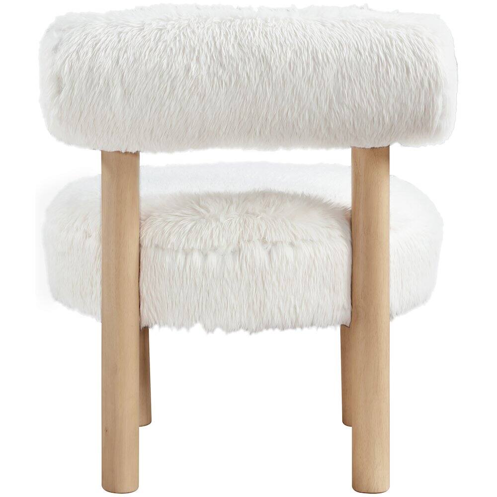 Alt View 2. Meridian Furniture - Ambre Cream Vegan Shearling Fabric Upholstered Accent Chair - Brown.