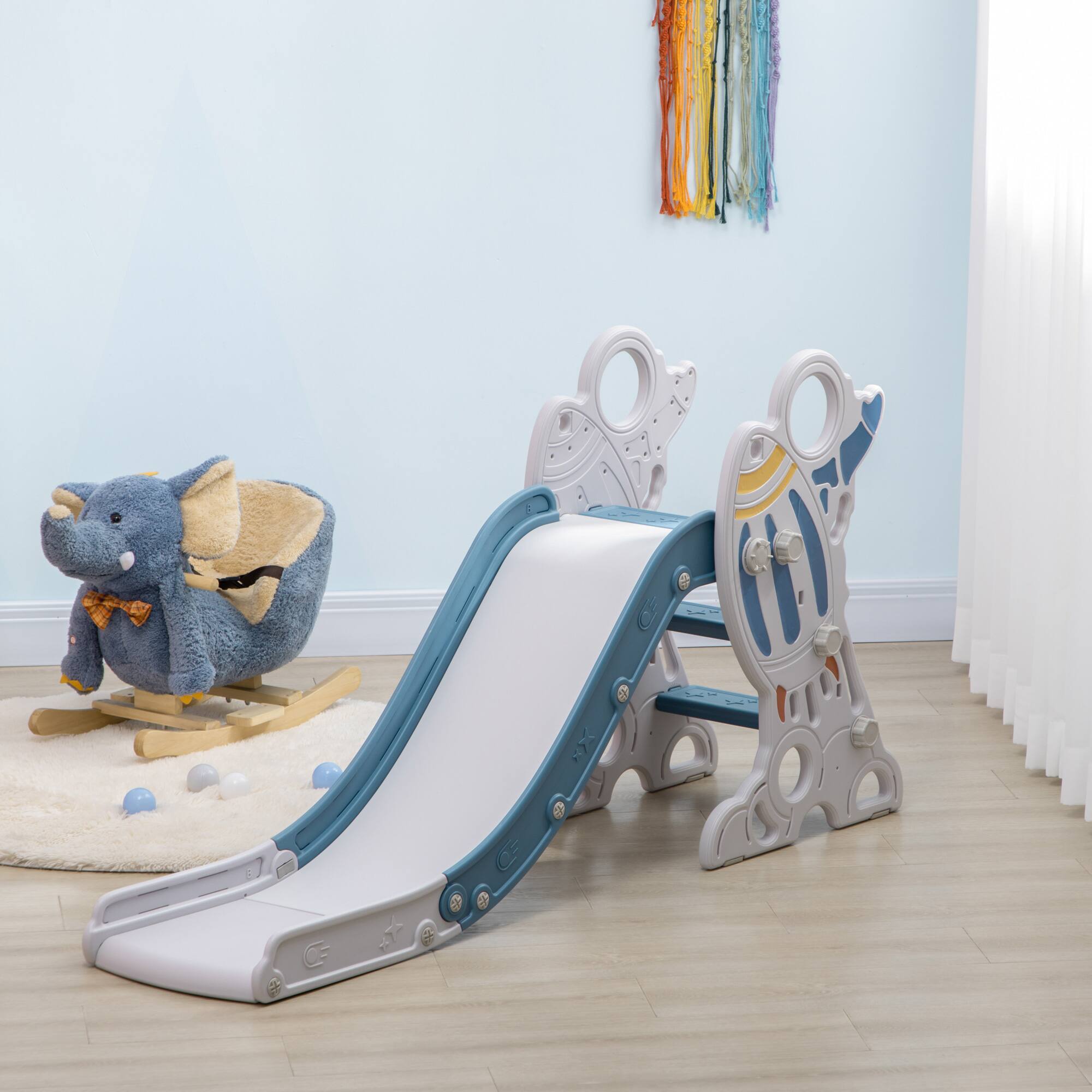 Alt View 4. Qaba - Kids Indoor Slide for Toddlers Ages 1.5-3, Small Toddler Slide, Space Toy Playset for Girls and Boys.
