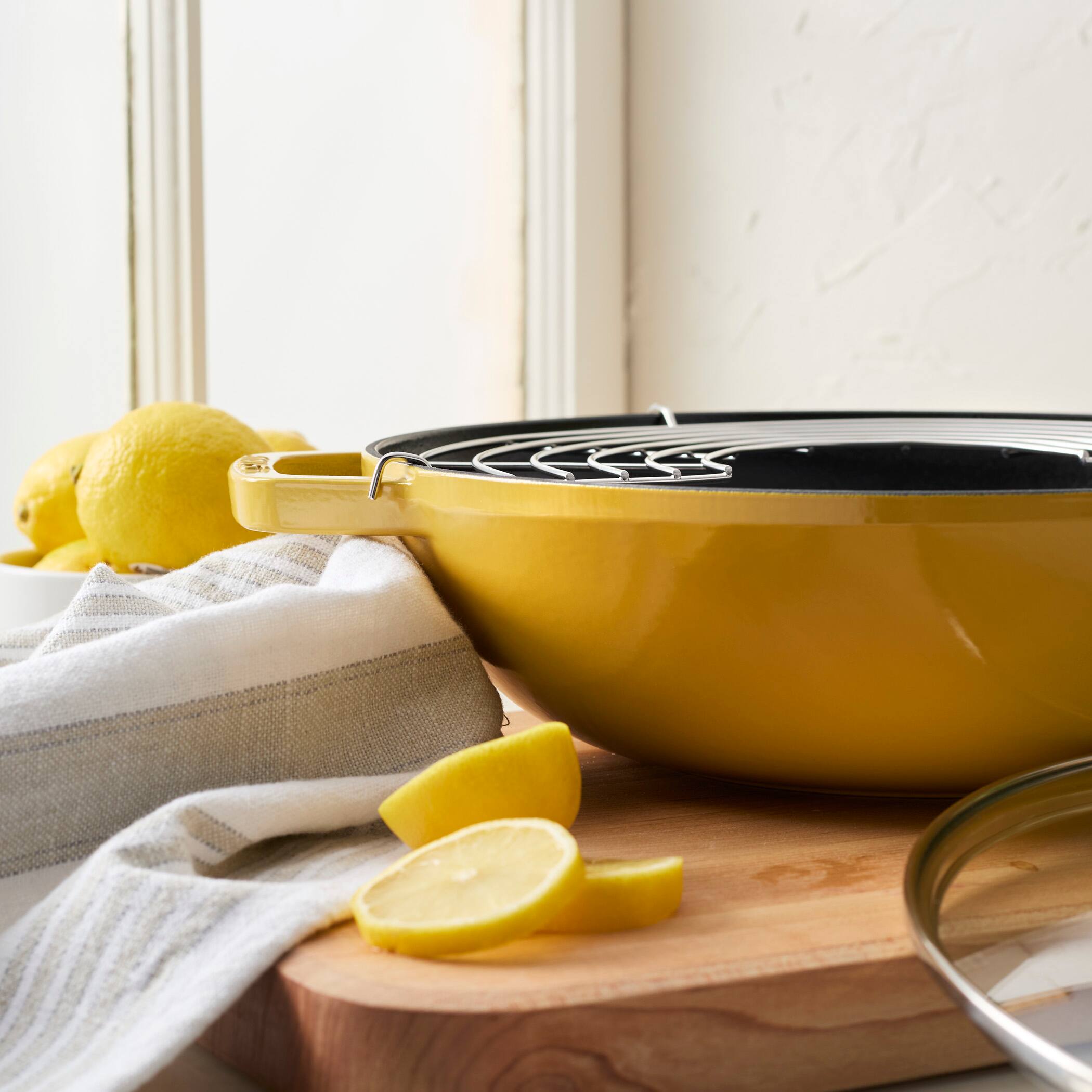 Alt View 3. Staub - Staub Cast Iron Perfect Pan , Wok , 4.5-quart,  serves 4-5, Made in France, Citron - Citron.