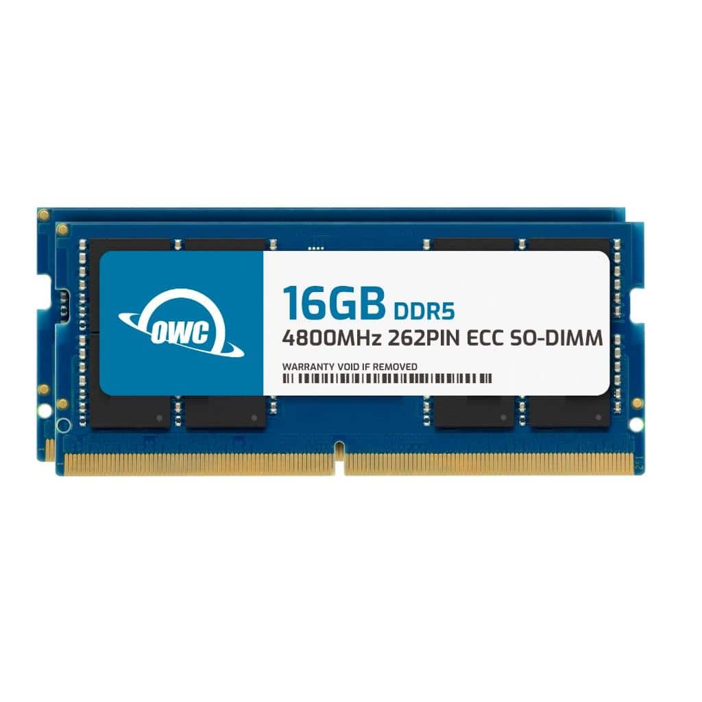 OWC - 32GB (2x16GB) DDR5 4800MHz 1Rx8 CL40 ECC 262-pin SODIMM Memory RAM for Laptops, All-in-One Systems, and NAS Systems - Black Chips