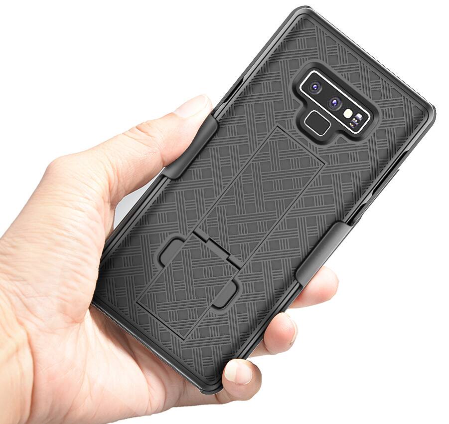 Alt View 5. Nakedcellphone - Case with Stand and Belt Clip Holster for Samsung Galaxy Note 9 - Black.