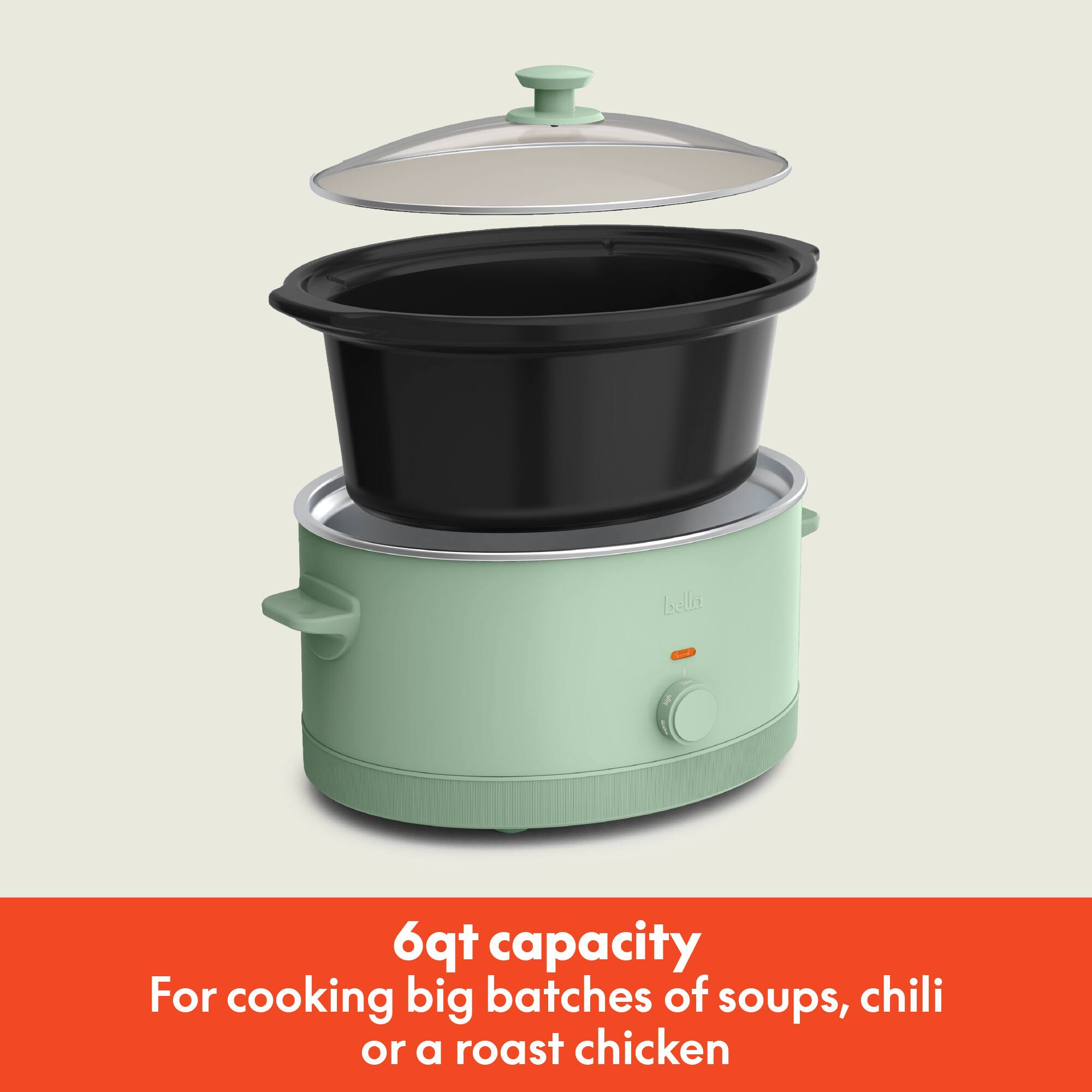 6qt capacity  
For cooking big batches of soups, chili or a roast chicken