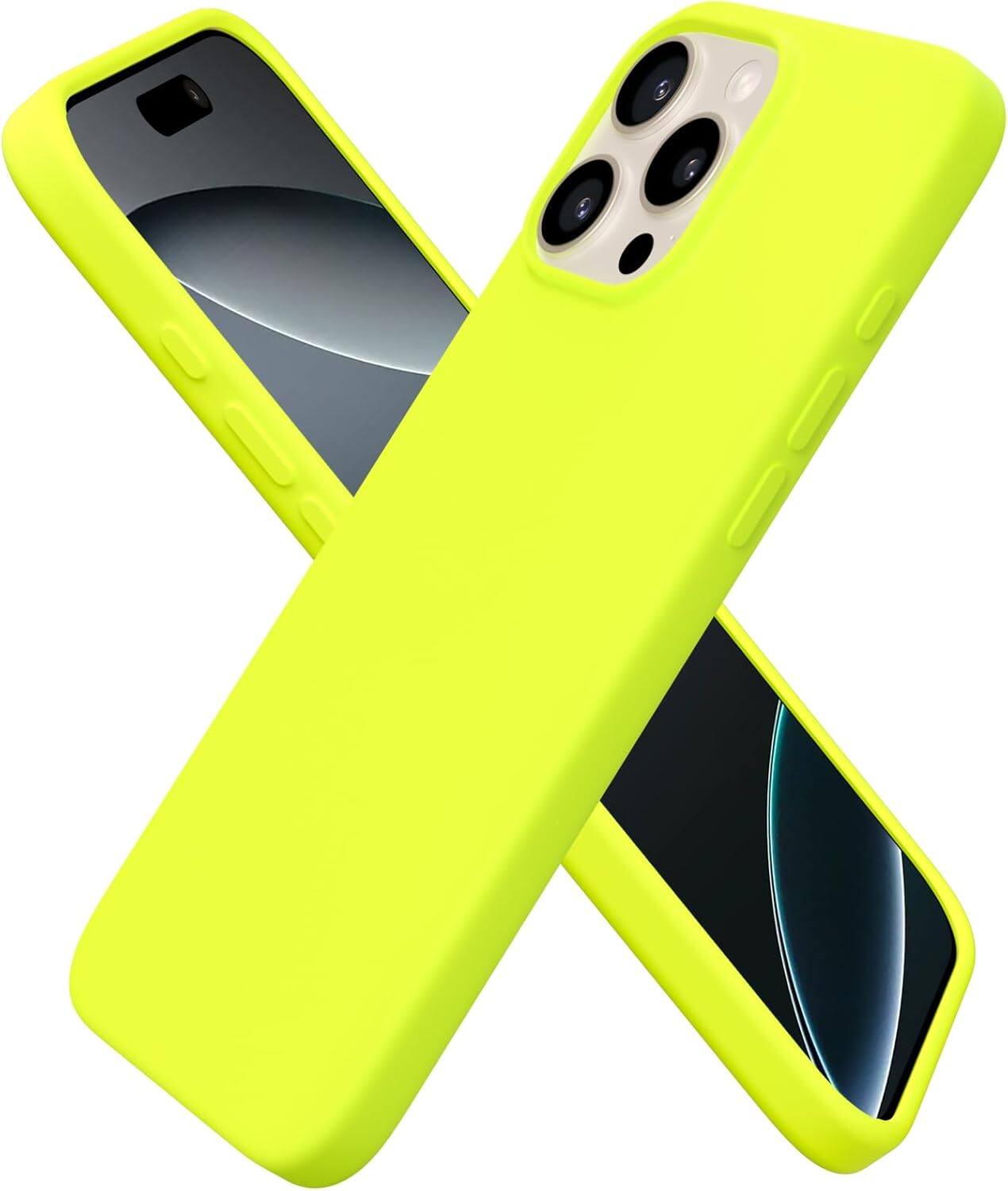Ornarto - Designed for iPhone 16 Pro Max Case 6.9", Liquid Silicone Full Covered Protective Case - Fluorescent Yellow