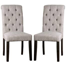 Manhattan Lane - Side Chair with Button Tufted Backrest, Set of 2 - Gray
