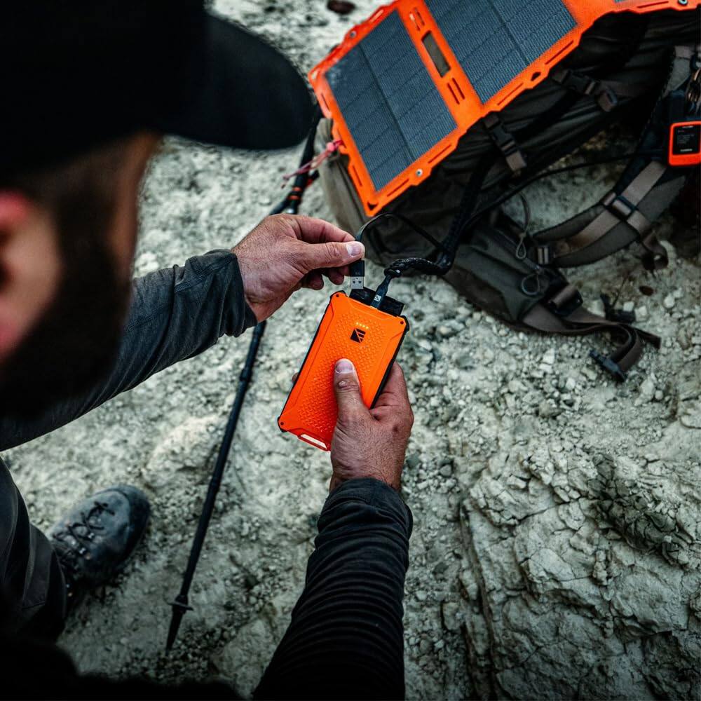 Alt View 5. Dark Energy - Poseidon Pro 10,000 mAh Power Bank with Spectre 56W Folding Solar Panel | Complete Off-Grid Solar Power Generator - Hi-Vis Orange.