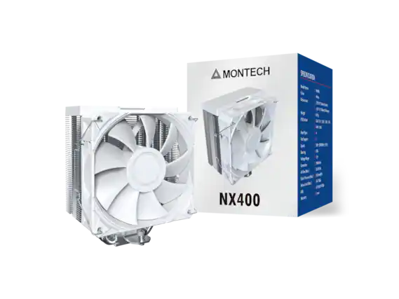 Cheetes Contet Design Montech NX400 Specification
Model Name: NX400
Color: White
Dimensions: 120 x 120 x 150 mm
Weight: 0.5 kg
CPU Sockets: LGA 1155/1156/1366/2011
Heat Pipes: 4
Fan Support: 1
Fan Speed: 800 - 1500 RPM
Bearing: FDB
Voltage Range: 3.3V
Connector: 4-pin
Airflow: 65.5 CFM
Static Pressure: 1.5 mmH2O
Noise Level (Max): 33.1 dB
Warranty: 1 year