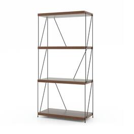 Pefilos - 2/3/4/5-Tier Multipurpose Display Rack with Metal Frame-4-Tier, Tall Bookshelf, Shelves for Living Room, Home Office - Brown