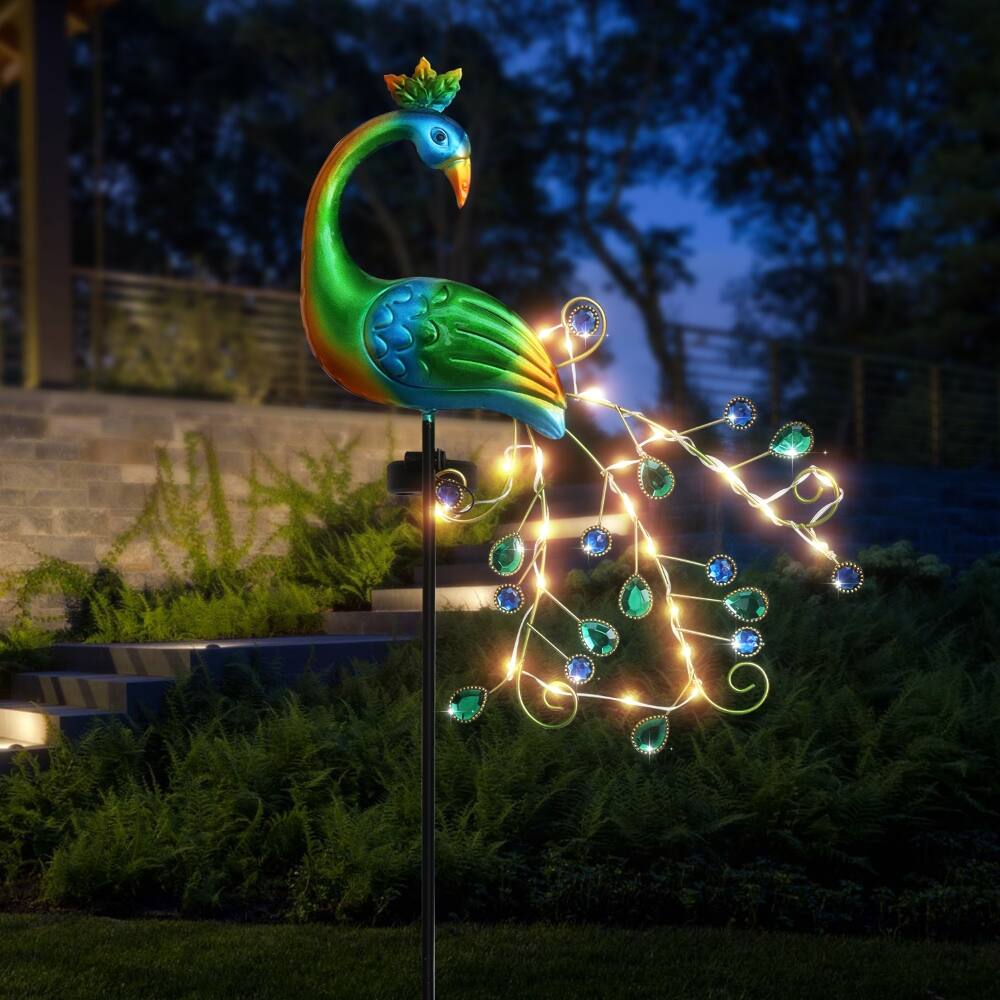 Alt View 5. BEARSOLIM - Large-tailed Peacock Garden Outdoor Light.