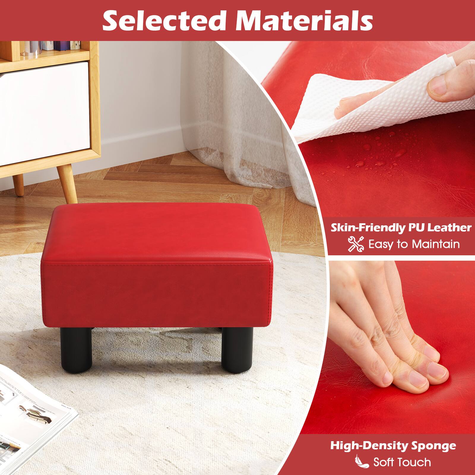 Selected Materials

- Skin-Friendly PU Leather
- Easy to Maintain
- High-Density Sponge
- Soft Touch