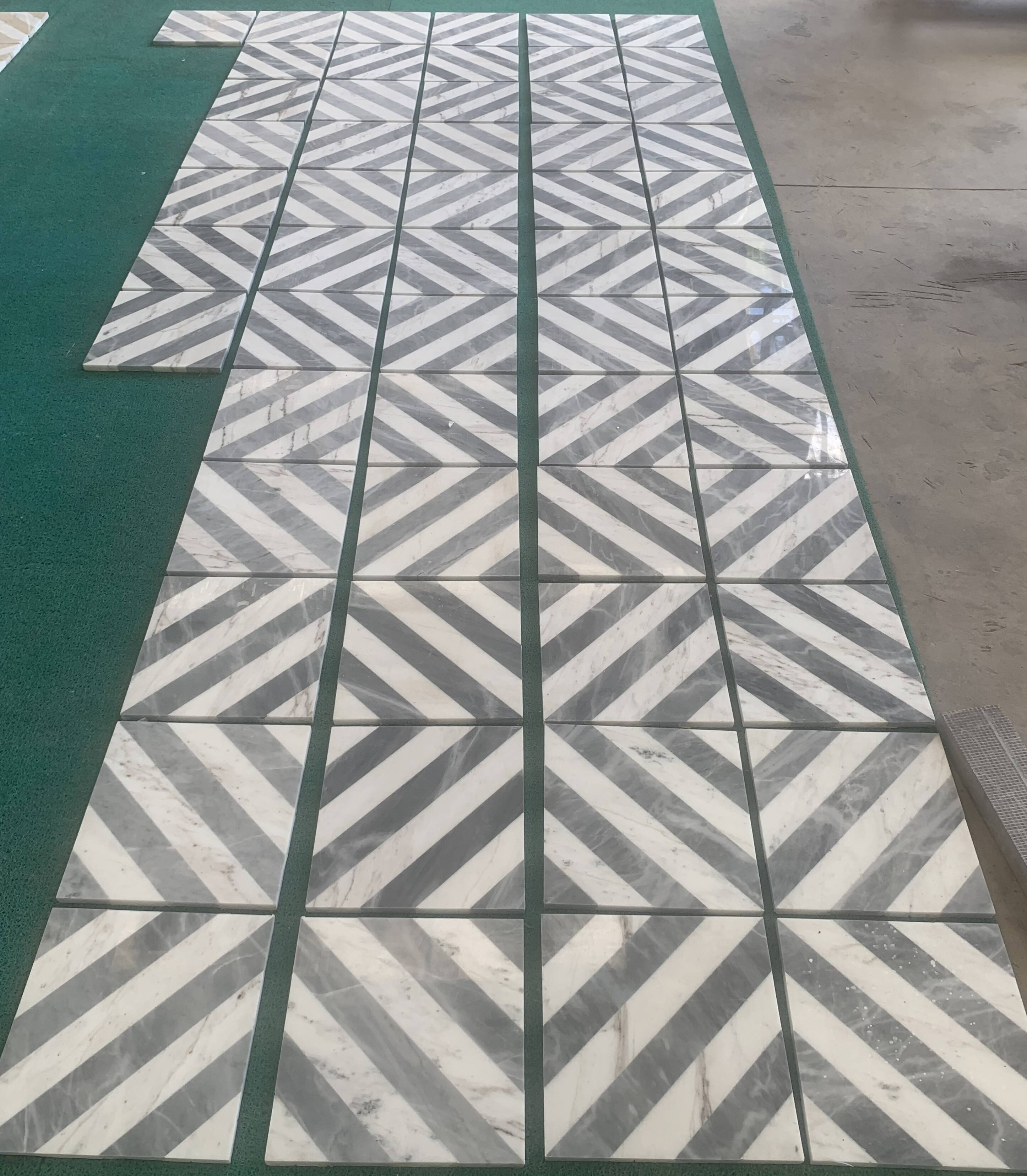 Alt View 7. APRILSOUL - 12x12in White Grey Water jet Marble Tiles Polished - White.