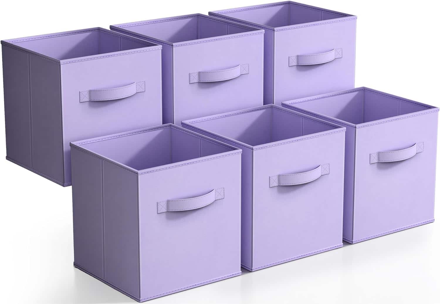 Front. Sorbus - Sorbus Foldable Storage Cubes - 6 Fabric Baskets for Organizing Pantry, Closet, Shelf, Nursery, Playroom, Toy Box, Cubby - Pastel Purple.