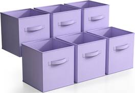 Sorbus - Foldable Storage Cubes - 6 Fabric Baskets for Organizing Pantry, Closet, Shelf, Nursery, Playroom, Toy Box, Cubby - Pastel Purple