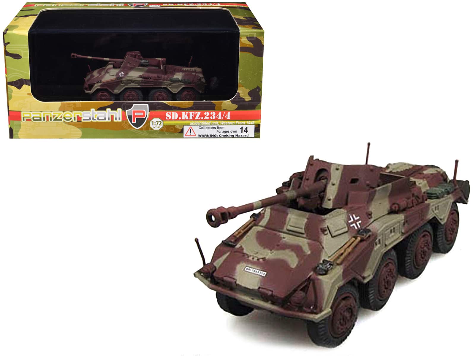 "Sd.Kfz. 234/4 Armored Vehicle ""Unidentified Unit, Western Front"" (1945) German Army 1/72 Die Cast Model by Panzerstahl" price history on PriceWatchPro