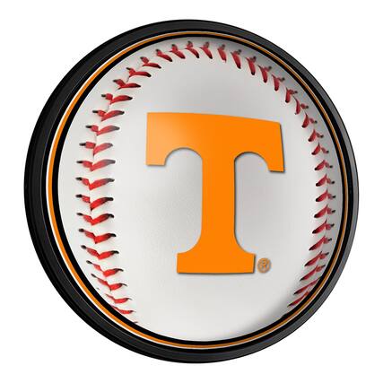 Front. The Fan-Brand - Tennessee Volunteers Baseball 18'' Round Slimline Illuminated Wall Sign - Multicolor.