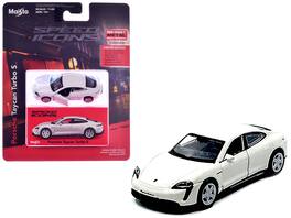 Porsche Taycan Turbo S "Speed Icons" Series 1/64 Diecast Model Car by Maisto - White