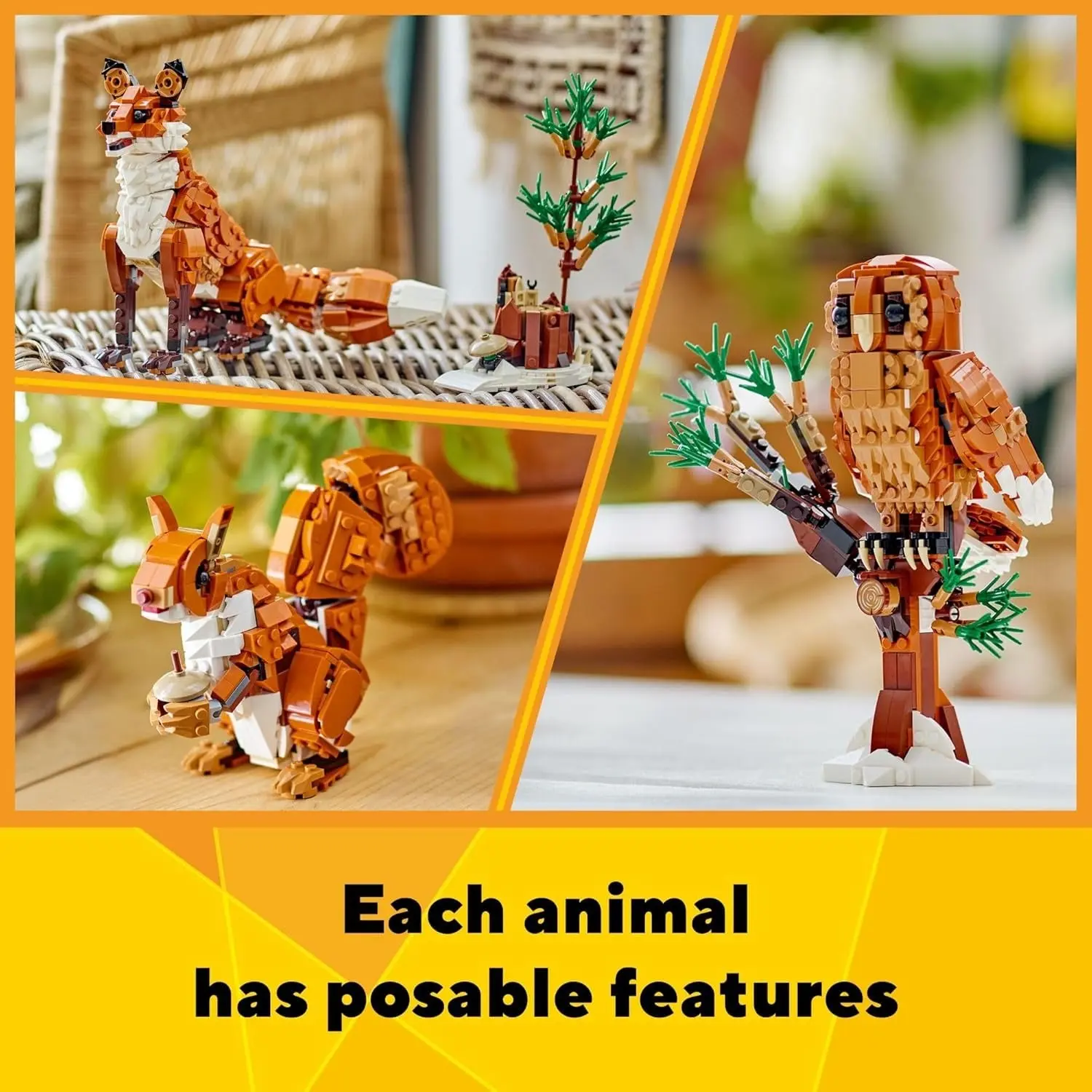 Each animal has posable features