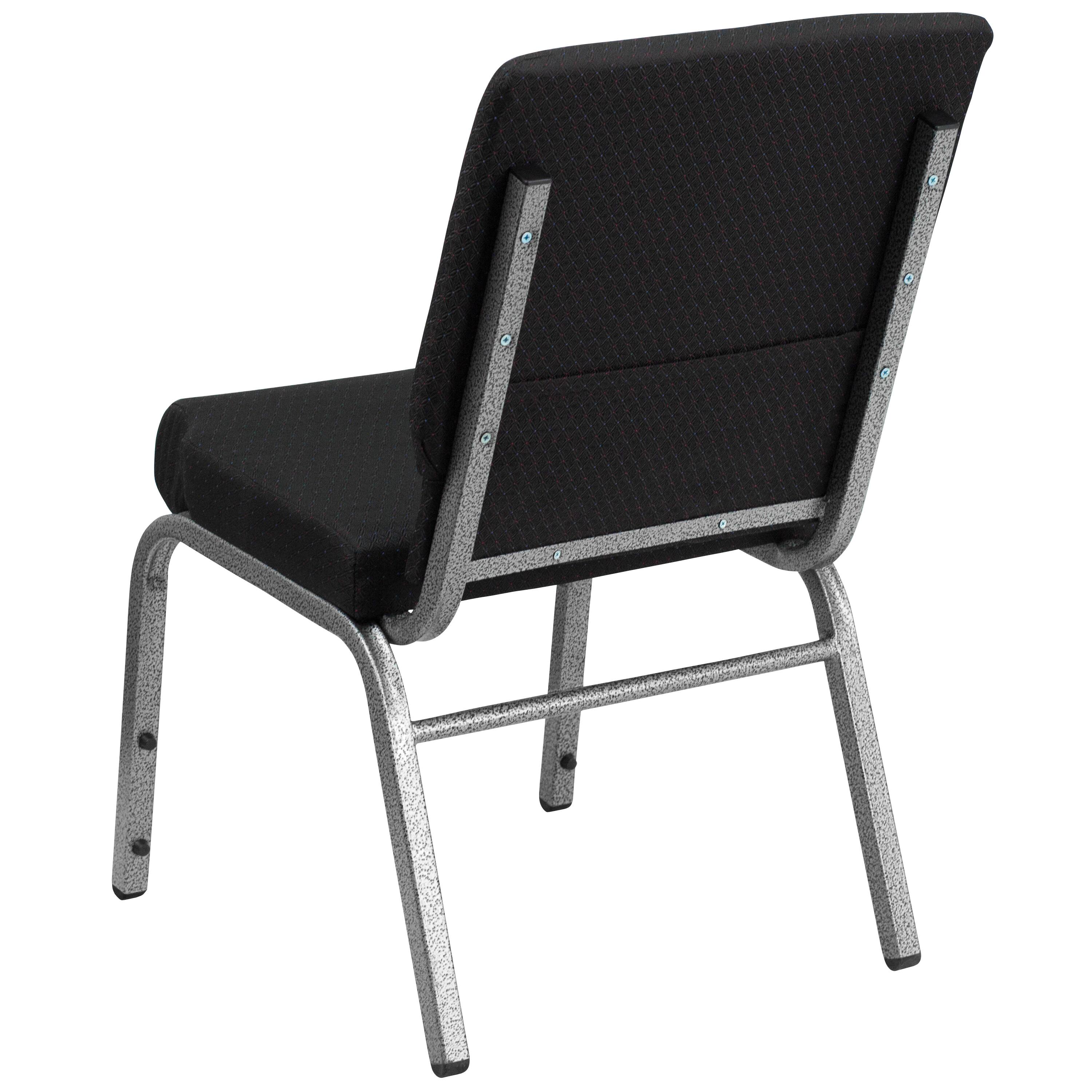 Alt View 5. Emma + Oliver - 4 Pack 18.5''W Stacking Church Chair - Black Patterned Fabric/Silver Vein Frame.