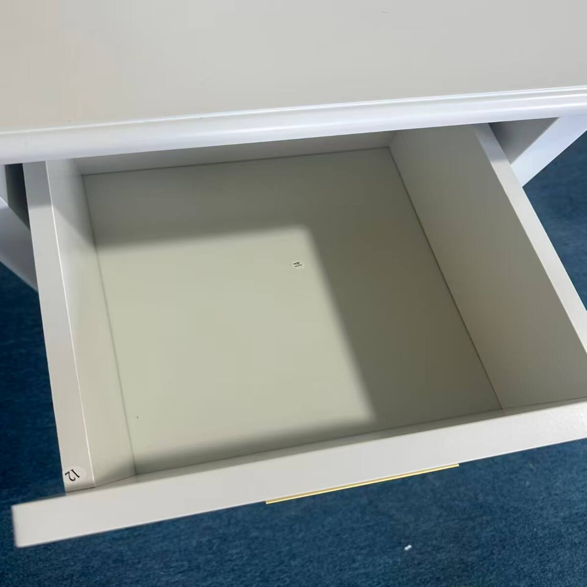 Alt View 8. Loheer - Loheer Modern Nightstand with Two Drawers Cream White Bedside Table with Gold Handles - Off White.