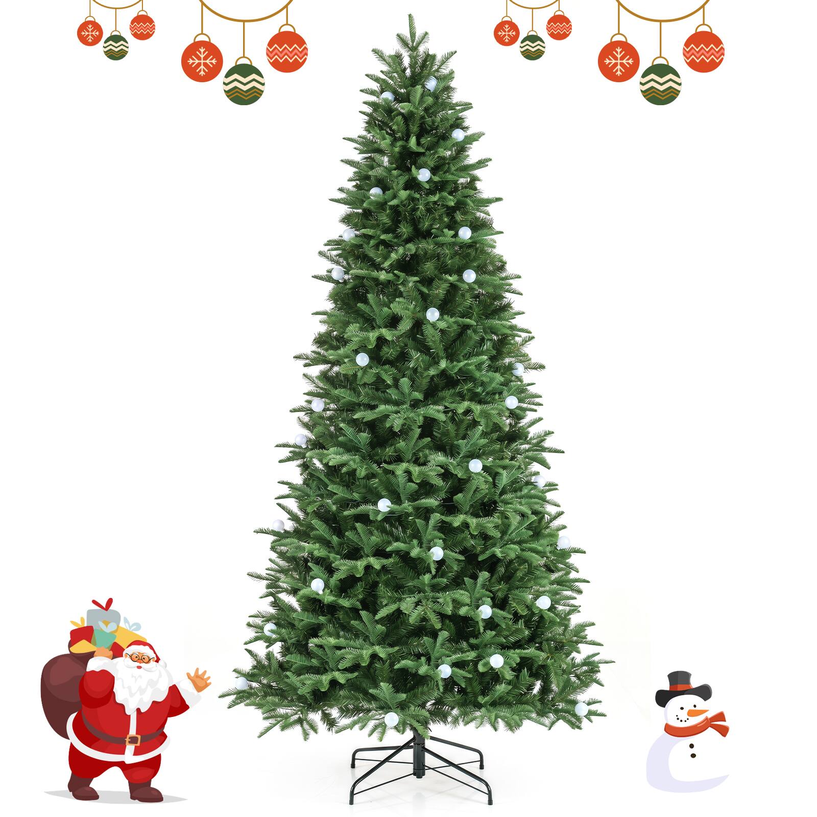 Alt View 9. Costway - Costway 8 ft Pre-Lit Christmas Tree with 1496 Full Branch Tips, 550 LED Lights, Metal Stand - Green.