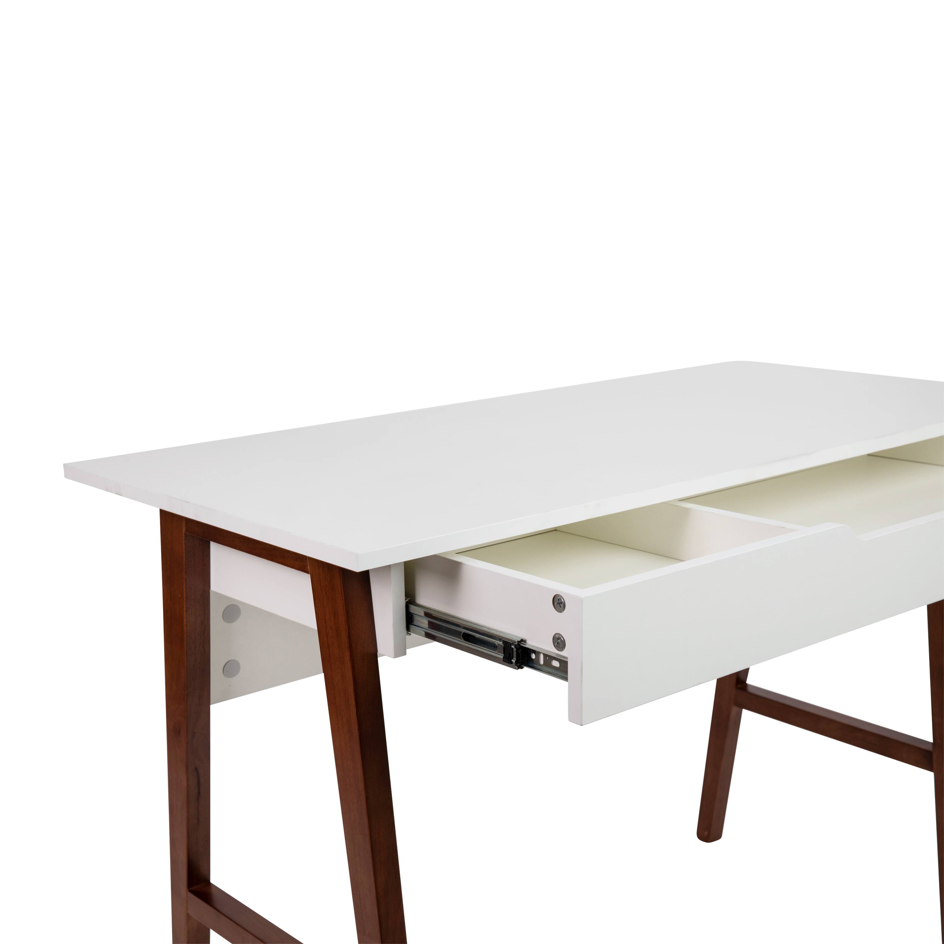 Alt View 10. Emma + Oliver - Home Office Writing Computer Desk with Drawer - Table Desk - White Top/Walnut Frame.