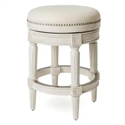 Front. Maven Lane - 26" Pullman Backless Counter Stool In White Oak Finish With Fabric Upholstery - White Oak.