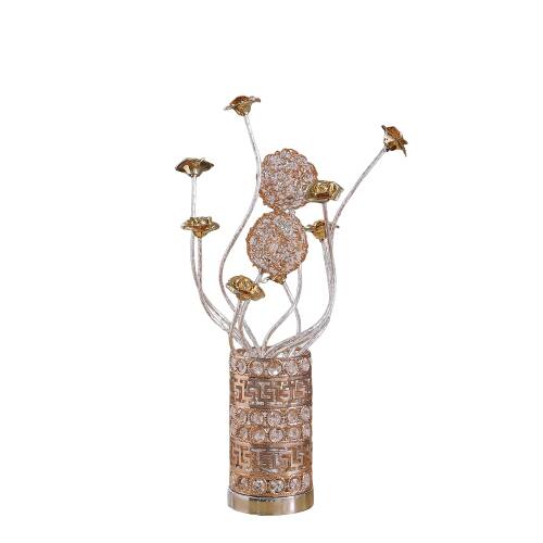 Alt View 4. MOOSOO - Aluminum Golden Rose Copper Wire Bud Flower Bud Table Lamp for Living Room, Nightstand Bedside Table Lamp for Bedroom - Multicolor.