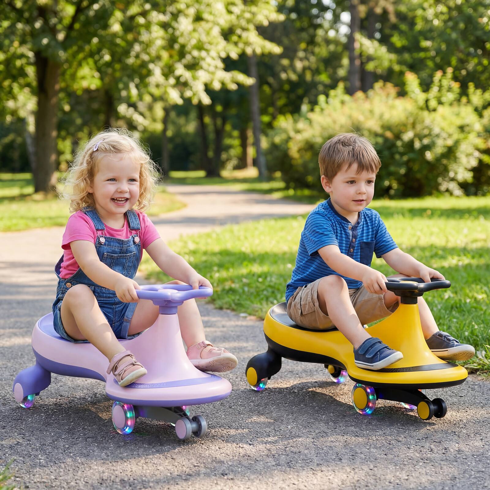 Alt View 4. Gymax - Gymax High Bounce Wiggle Car for Kids Swing Car Indoors & Outdoors for Toddlers Kids Yellow - Yellow.