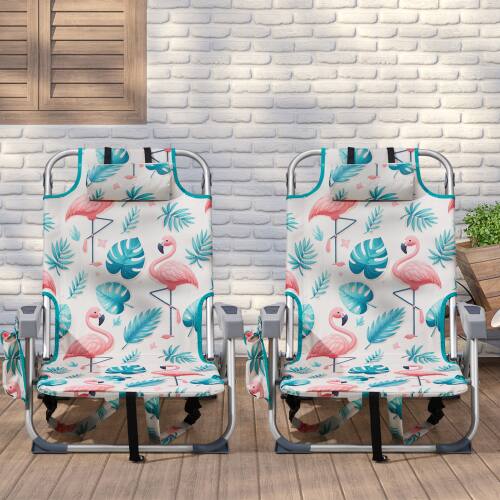 Alt View 7. Winado - Backpack Beach Camping Chair Folding Adjustable Heavy Duty Aluminum with Cup Holder, Towel Bar for Outdoor Beach Camping - Flamingo.