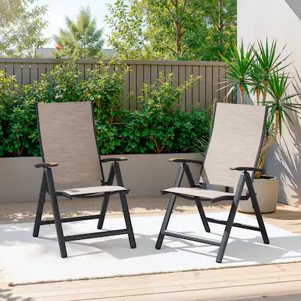 Front. Crestlive Products - Crestlive Products Set of 2 Aluminum Frame Stationary Dining Chair Black Mesh Seat - brown.