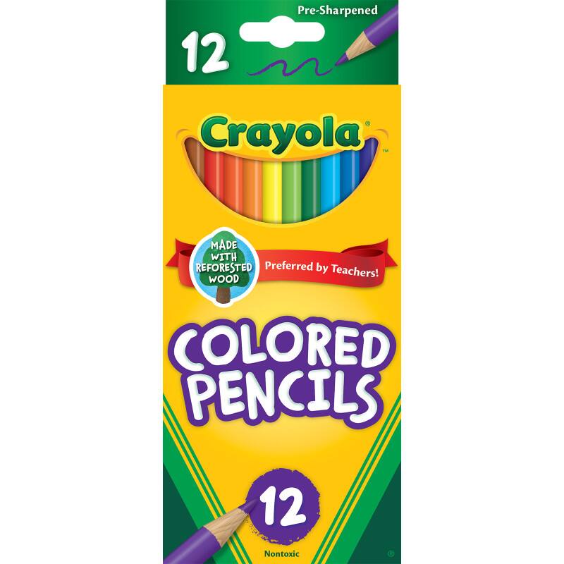 Pre-Sharpened 12 Crayola Colored Pencils  
Made with Re-forested Wood  
Preferred by Teachers!  
12 Nontoxic