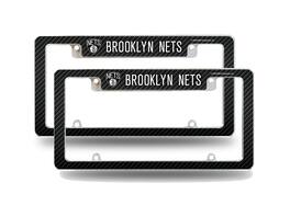 Rico Industries - Brooklyn Nets NBA (Set of 2) Chrome Metal License Plate Frames with Carbon Fiber Design - Multi