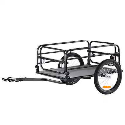Front. VEVOR - Bike Cargo Trailer, 160 lbs Load Capacity, Heavy-Duty Bicycle Wagon Cart, Foldable Compact Storage & Quick Release - Black.