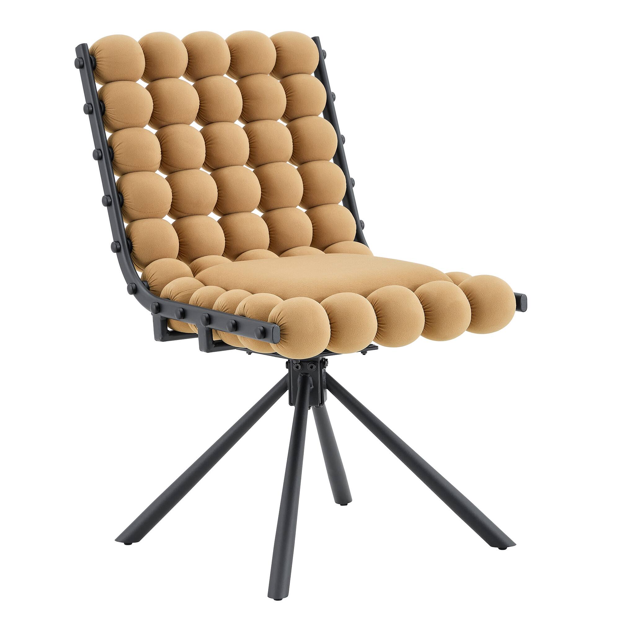 Alt View 7. Loheer - Loheer Velvet Dining Chairs Set of 2 Bubble Tufted Accent Chairs for Dining Room Kitchen with Black Legs 1.63 ft - Black,Brown.