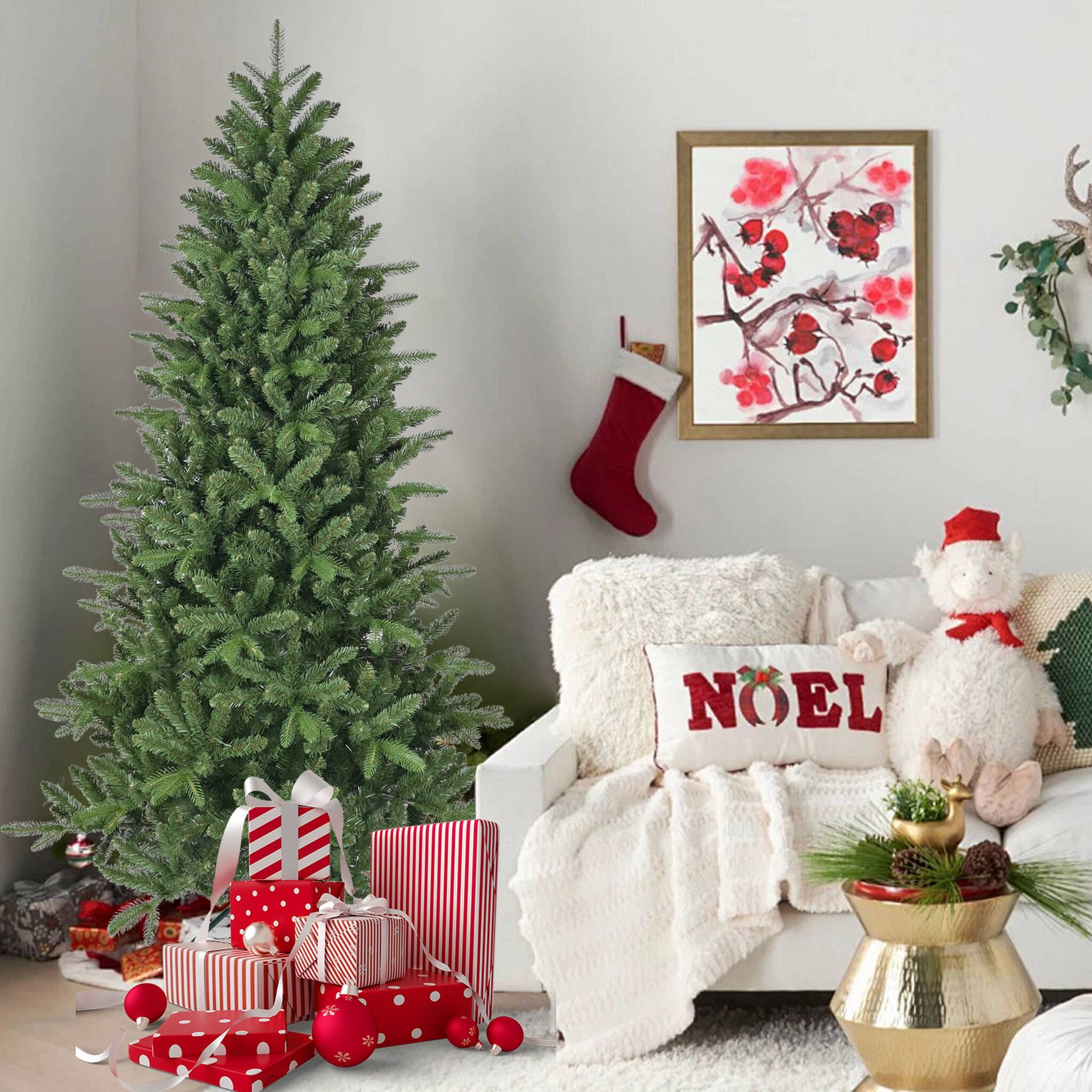 Alt View 2. Forest'nSky - 6 ft. Artificial Christmas Tree with 1168 Branch Tips, PE+PVC Mixed Needles, Hinged Design, and Metal Stand - Green.