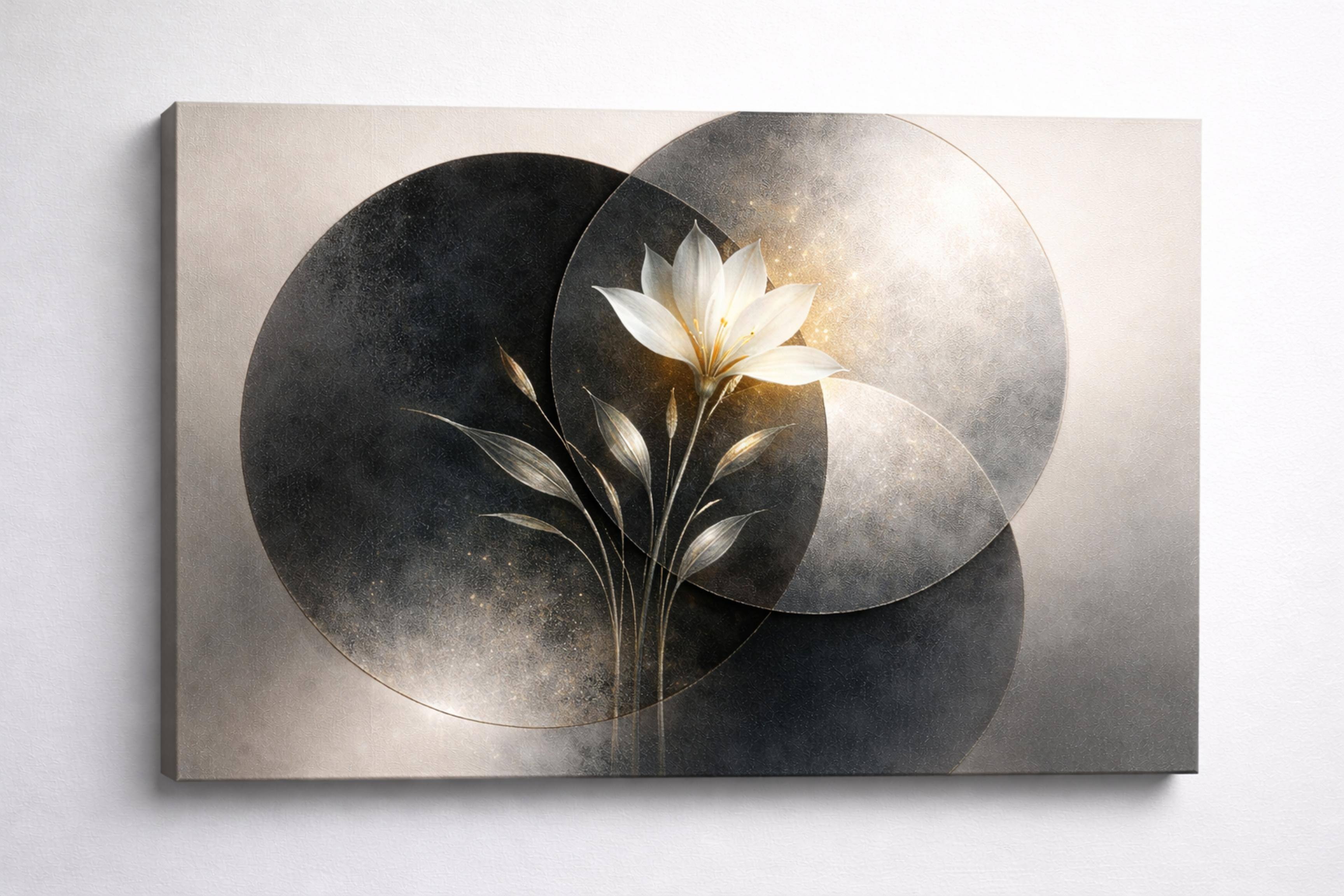 Front. FC Design - Large Canvas 24x36" Ready-to-Hang Golden Color Floral Elegance Art Painting Home Wall Décor - MultiColor.