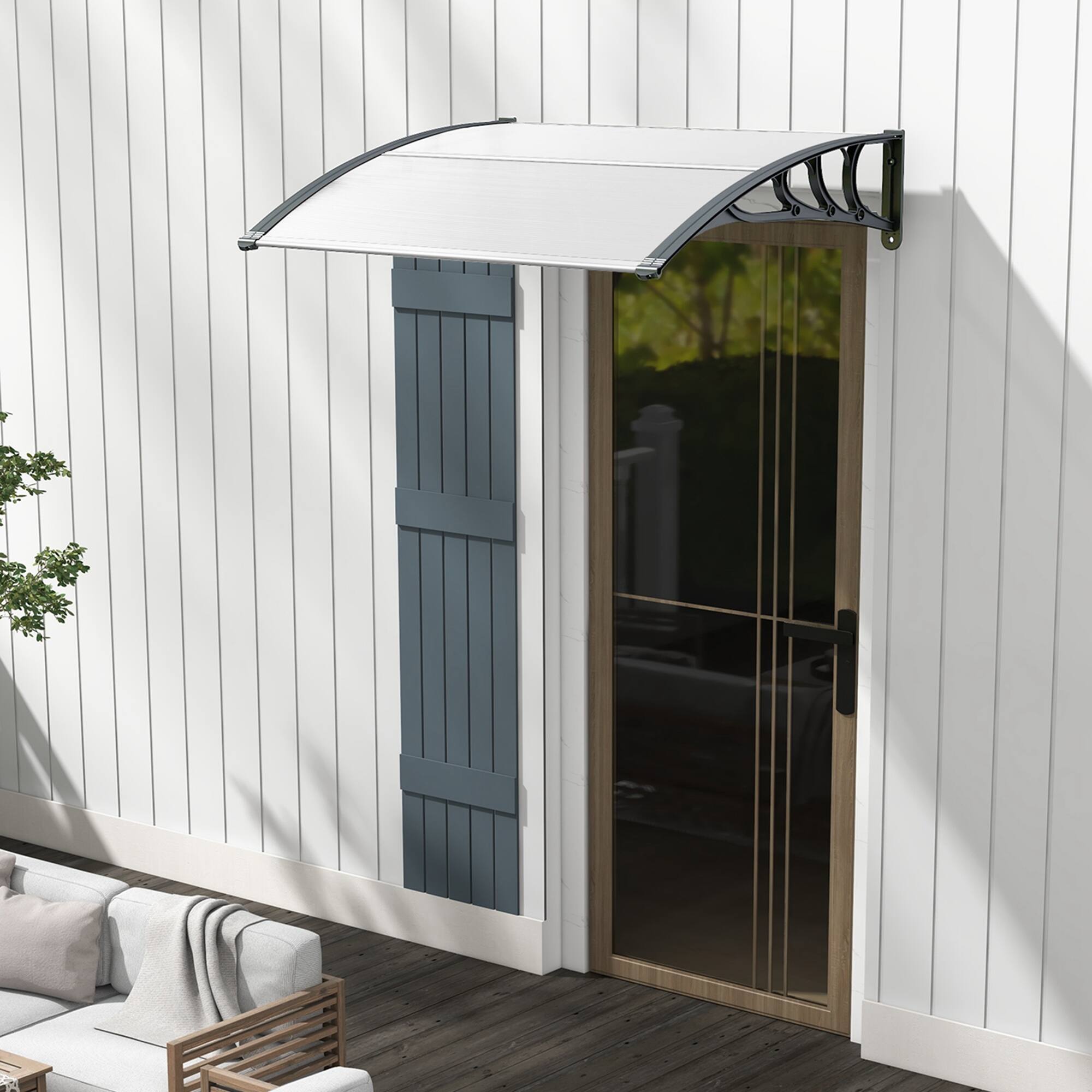 Alt View 1. Costway - Costway 48" x 40" Window Outdoor Awning Door Canopy Exterior Awning Canopy - Grey.