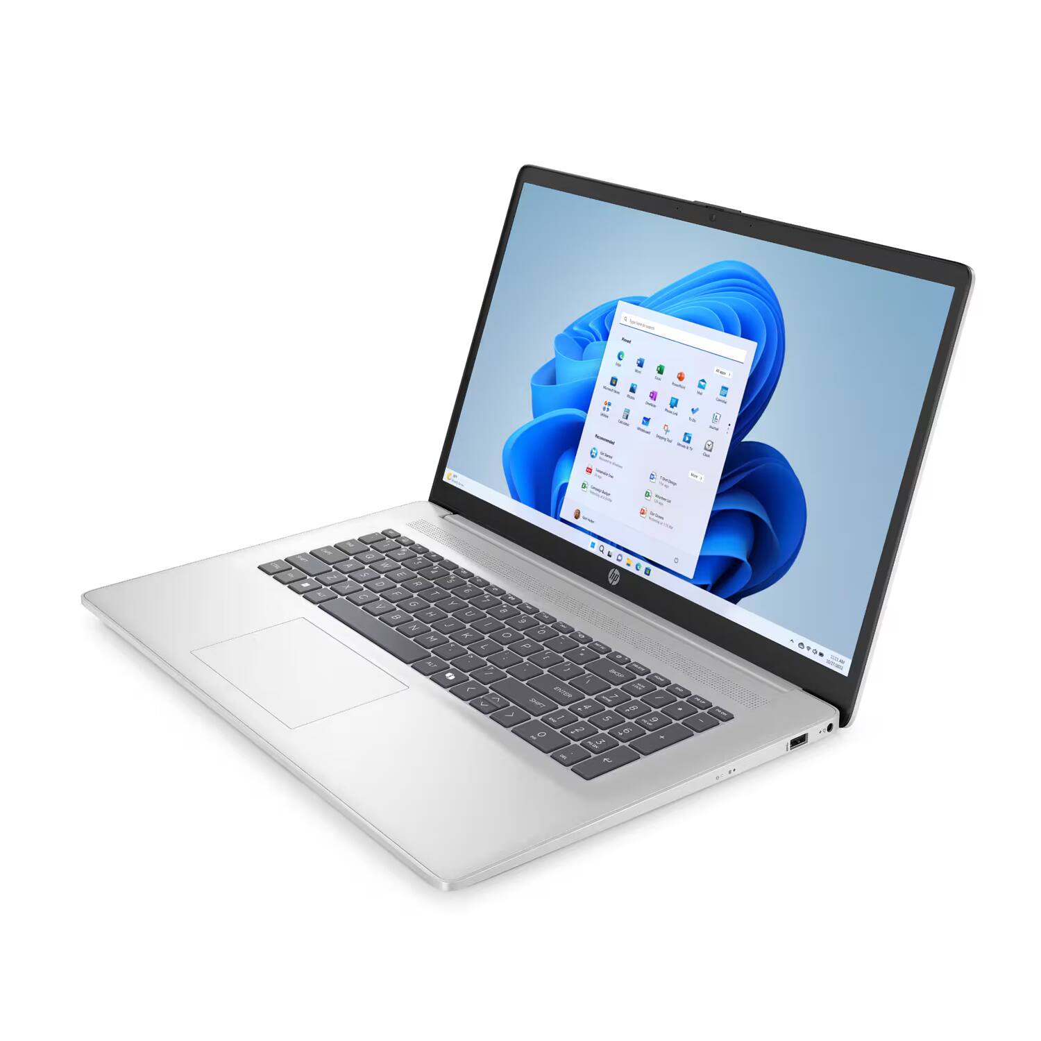 Alt View 9. HP - HP 17 Laptop 17.3 FHD (AMD Ryzen 5 7520U, 8GB LPDDR5, 512GB SSD, AMD Radeon, Win 11 Home) w/USB Hub - Natural Silver.