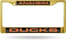 Rico Industries - Anaheim-Duck's Gold Painted Metal Laser Cut License Plate Frame - Multi