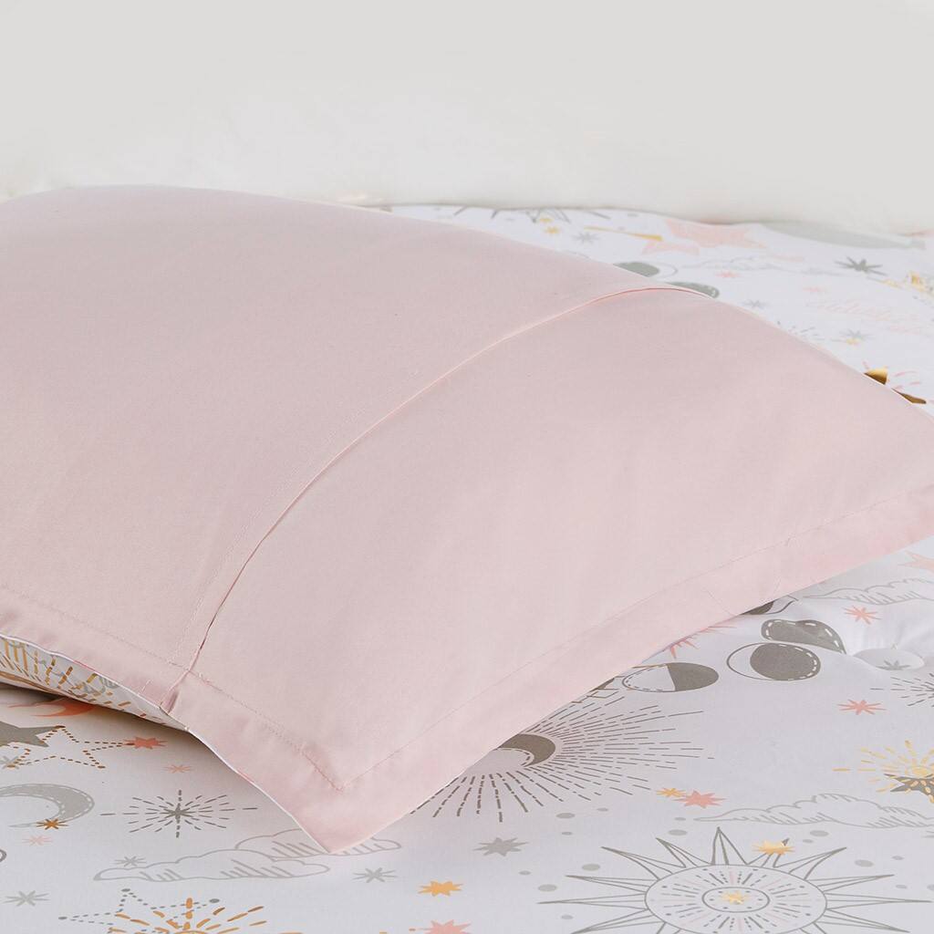 Alt View 3. Gracie Mills - Gracie Mills Dervan Celestial Dreams Starry Sky Metallic Comforter Set with Enchanting Throw Pillow - Blush/Gold.