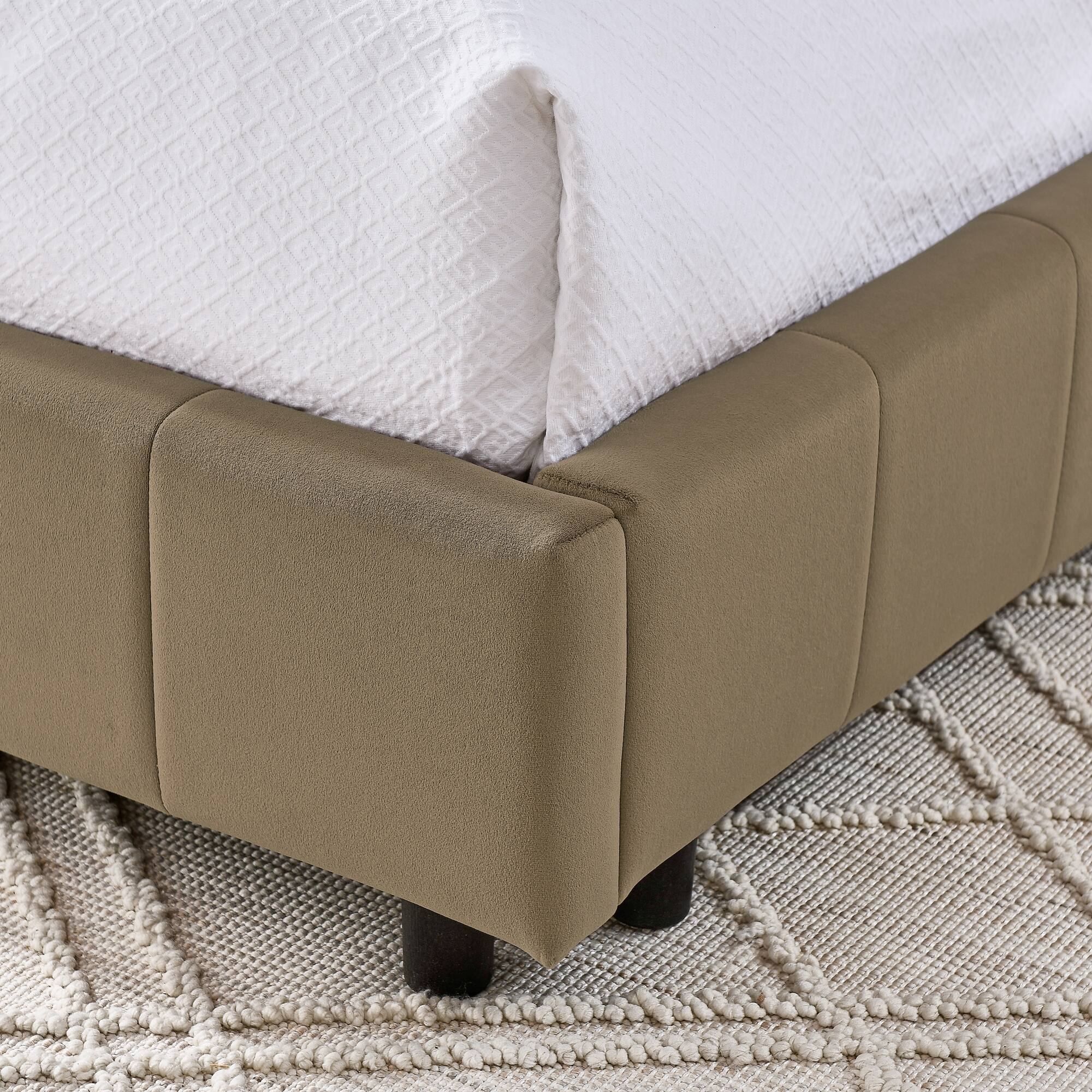 Back. Anysun - Full Velvet Tufted Sofa Bed Frame - with Comfortable Backrest & Armrests for Bedroom or Living Room - Brown.