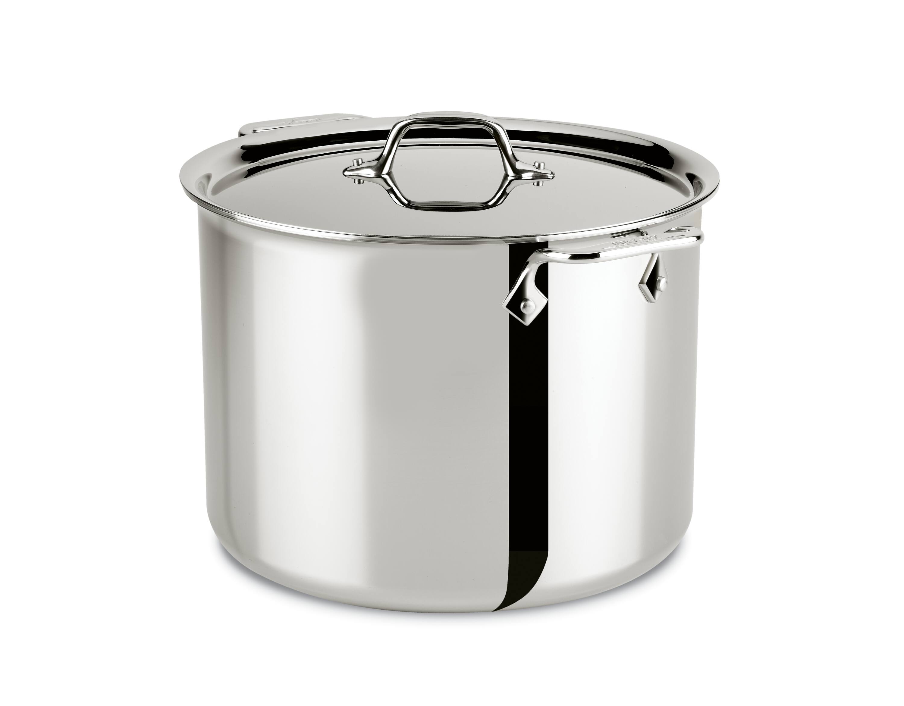 Front. All Clad - All-Clad D3 Stainless 3-ply Bonded Cookware. Stockpot with lid. 12 quart - Silver.