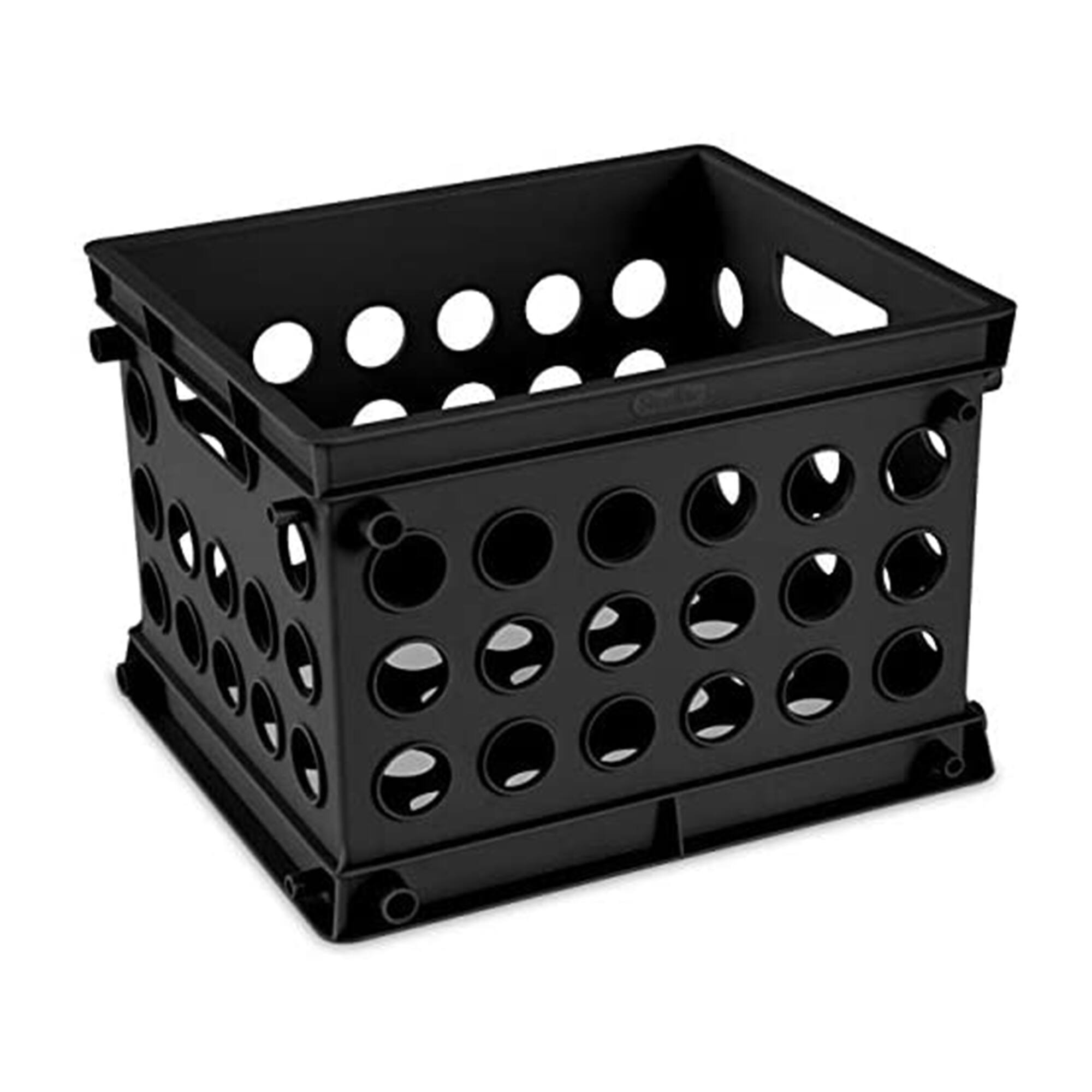 Front. Sterilite - Sterilite Mini Crate, Stackable Plastic Storage Bin with Handles, Black, 24 Pack - Black.